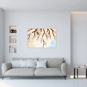 Tablou - Flori colorate pe ramuri (90x60 cm)
