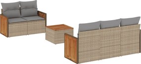 vidaXL Set canapele de grădină cu perne, 6 piese, bej, poliratan