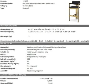 Scaun bar design LUX Donato, boucle negru 115837 HZ