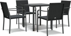 vidaXL Set mobilier de grădină cu perne, 5 piese, poliratan și oțel