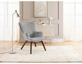 Fotoliu gri cu tapițerie din catifea reiată Niko – Ropez