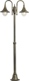 Felinar clasic de exterior negru cu auriu antic 200cm 2 lumini IP44 - Daphne