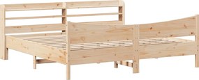 vidaXL Cadru pat cu tăblie 200x200 cm, lemn masiv de pin