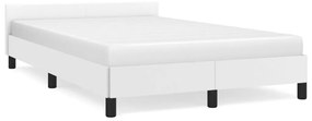 347490 vidaXL Cadru de pat cu tăblie, alb, 120x200 cm, piele ecologică