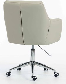 HR840K Scaun Culoarea Inului Piele Ecologica Premium Soft cu Bază Cromata