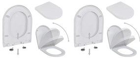vidaXL Capace WC cu închidere silențioasă, 2 buc., alb, plastic