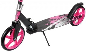 Trotineta copii si adolescenti NOVOKIDS™ Storm Camo PRO, Maxim 100 kg, Functie Super Brake, Maner reglabil pe inaltime, Diametru roata 200 mm, Roz