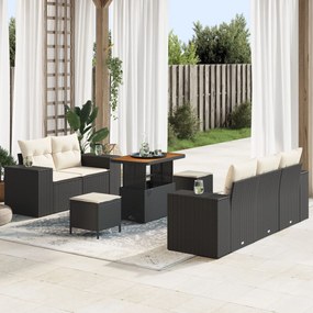 vidaXL Set de canapele pentru grădină 8 pcs Negru poliratan