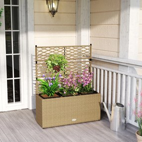 Outsunny Ghiveci pentru plante cu plasă 3 băcăi 33L exterior din rășină împletită 84 x 30 x 107 cm sable negru | Aosom Romania