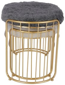 Set taburete Perla metalice cu blanita sintetica, baza aurie, design modern  2 piese