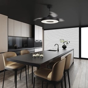 Lustra LED cu Ventilator si telecomanda COIN negru