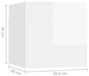 Noptiera, alb extralucios, 30,5x30x30 cm, PAL 1, Alb foarte lucios