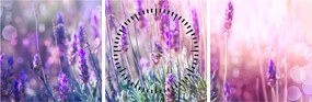 Tablou - Lavandă în strălucirea soarelui (cu ceas) (90x30 cm)