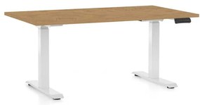 Masă înălțime reglabilă OfficeTech C, 120 x 80 cm, picioare albe, stejar piatra