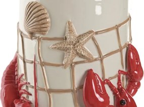 Vază decorativă mediteraneană crem și roșu din ceramică „Maloka”
