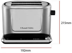 Russell Hobbs Attentiv 26210-56 Toaster pentru pâine, 1640W, 2 felii, 6 trepte, centrare, control tactil, LED, depozitare, ridicare ridicată, fără BPA și PFAS, Inox/Negru