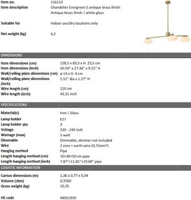 Lustra suspendata dimabila design LUX Evergreen S, alama antica 116123 HZ