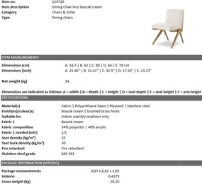 Scaun design LUX Fico boucle crem 114716 HZ