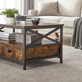Masuta de cafea TAYLOR 100x55 cm cu sertare, maro rustic