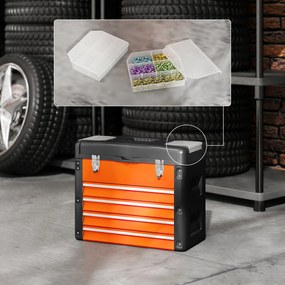 HOMCOM Cutie pentru Unelte cu 4 Sertare și Compartiment Superior din Oțel și Plastic, Portocaliu și Negru | Aosom Romania