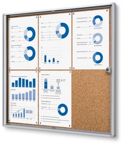 Vitrina informații interioare Economy 6 x A4 - spate plută, aluminiu