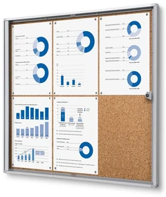 Vitrina informații interioare Economy 6 x A4 - spate plută, aluminiu
