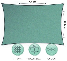 Parasolar dreptunghiular, 5 × 7 m, poliester, respirabil