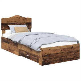 vidaXL Cadru de pat cu headboard Lemn vechi 90 x 190 cm Lemn compozit