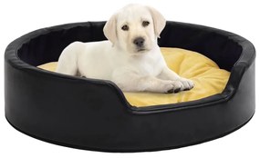 vidaXL Pat pentru câini, negru/galben 99x89x21 cm pluș/piele ecologică