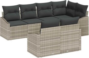 vidaXL Set de canapele pentru grădină 7 pcs Gri deschis poliratan