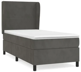 3129064 vidaXL Pat box spring cu saltea, gri închis, 90x190 cm, catifea