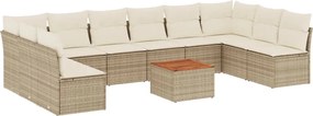 vidaXL Set canapele de grădină cu perne, 11 piese, bej, poliratan