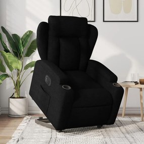 vidaXL Fotoliu electric rabatabil cu ridicare, negru, textil