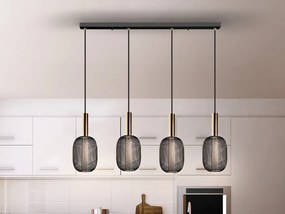 Lustra cu 4 pendule LED design modern Micron negru/auriu