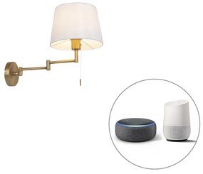 Lampă de perete inteligentă bronz cu abajur alb inclusiv Wifi A60 - Ladas Deluxe