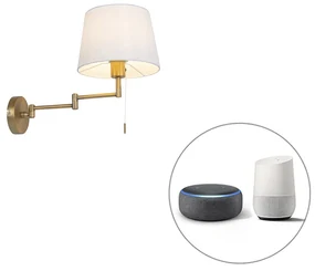 Lampă de perete inteligentă bronz cu abajur alb inclusiv Wifi A60 - Ladas Deluxe