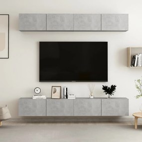 Comode TV, 4 buc., gri beton, 100x30x30 cm, PAL 4, Gri beton, 100 x 30 x 30 cm