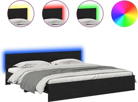 vidaXL Cadru de pat Stejar Negru 200 x 200 cm Lemn compozit