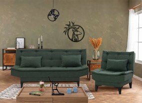 Set Canapea si Fotoliu Extensibilă Santo - S, Verde