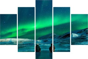 Tablou cu oameni la Aurora borealis (150x105 cm)