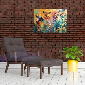 Tablou pe sticlă - Pictura abstractă a naturii (70x50 cm)
