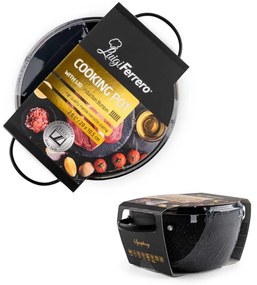 Cratiță Luigi Ferrero Symphony FR-2010, 20x10.5 cm, 2.6 l, Acoperire antiaderentă, Capac din sticlă cu gaură pentru abur, Mânere din oțel cu PVD, Inducție, Marmură neagră