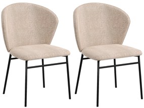 HOMCOM Set de 2 scaune, cu șezut capitonat din material textil, aspect de in, picioare din oțel stabile, design modern, maro deschis | Aosom Romania