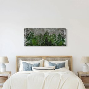 Tablou - Zid de beton cu plante (120x50 cm)