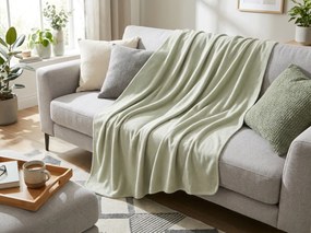 Patura fleece FLEORA, crem verde olive Dimensiune: 150 x 200 cm
