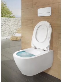 Set vas WC rimless suspendat, Villeroy&amp;Boch Subway 2.0, cu capac inchidere lenta si rezervor Geberit Duofix Sigma UP320