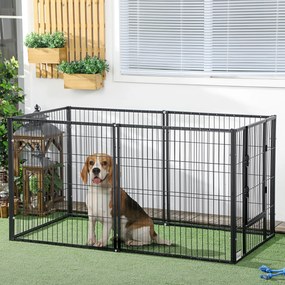 PawHut Parc pentru câini cu 6 panouri Reglabil Gard metalic pentru animale de companie cu cadru din oțel 82,5-150x79x81 cm Negru | Aosom Romania