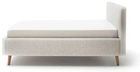 Pat matrimonial bej tapițat cu spațiu de depozitare cu somieră 140x200 cm Mattis – Meise Möbel