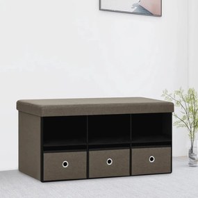 338806 vidaXL Bancă depozitare pliabilă, maro, 76x38x38 cm, imitație pânză