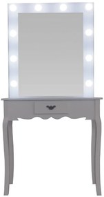 Masă de toaletă Constance, Masă pentru machiaj cu oglindă iluminată LED, 1 sertar, Alb